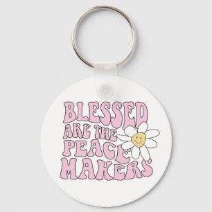 Daisy and Peace Makers Slogan Keychain