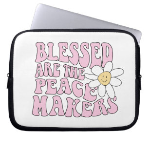 Daisy and Peace Makers Slogan Laptop Sleeve