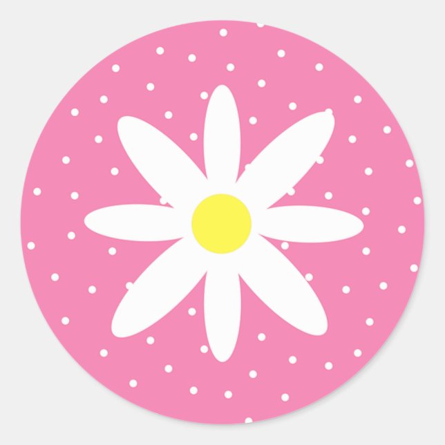 Daisy and Polka Dots Classic Round Sticker (Front)