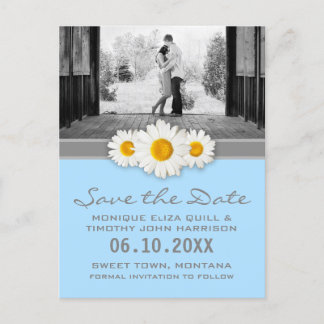 Daisy and Ribbon Wedding Save the Date Postcard