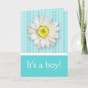 Daisy and Stripes Baby Boy Birth Announcement
