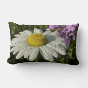 Daisy and Summer Lilac Wildflower Lumbar Pillow