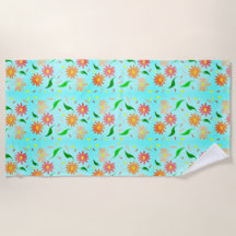 daisy aqua Beach Towel