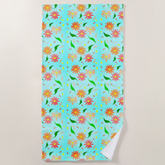 daisy aqua Beach Towel