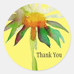 Daisy Art yellow Thank You Classic Round Sticker