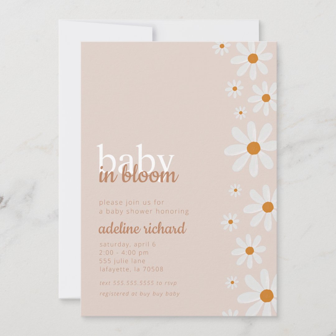 Daisy Baby in Bloom Baby Shower Party Invitation Zazzle
