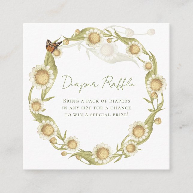 Daisy Baby in Bloom Diaper Raffle Wildflower  Enclosure Card (Front)