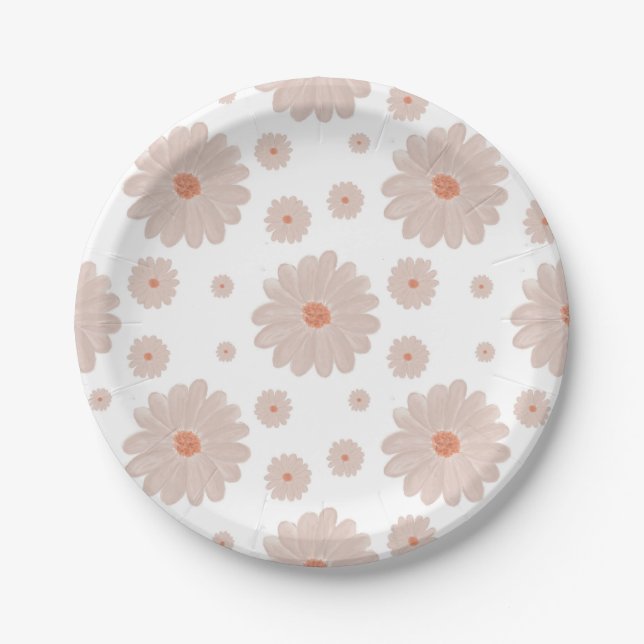 Daisy Baby in Bloom Floral Baby Shower Party Paper Plate (Front)