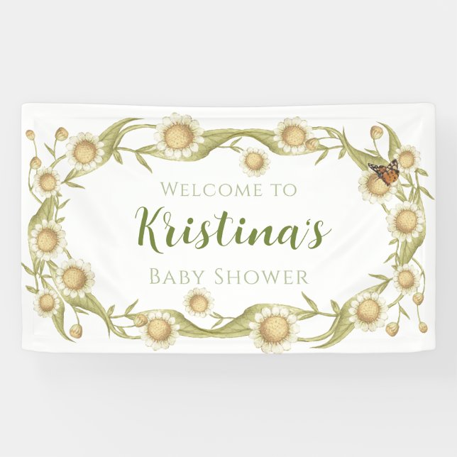Daisy Baby in Bloom Wildflower Baby Shower Banner (Horizontal)