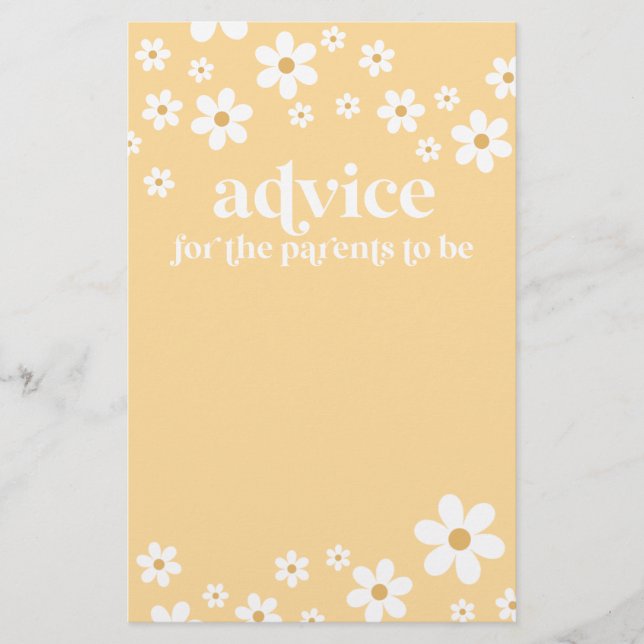 Daisy Baby Shower Advice for Parents Card (Front)