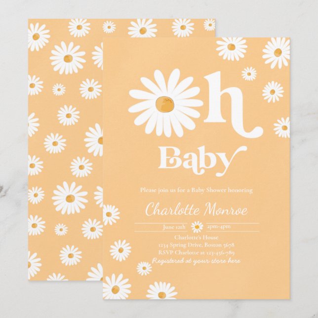 Daisy Baby Shower Bohemian Floral Chic Baby Shower Invitation (Front/Back)