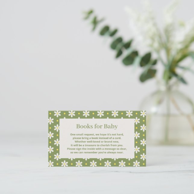 Daisy Baby Shower Book Request Enclosure Card (Standing Front)