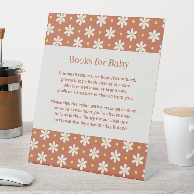 Daisy Baby Shower Book Request Pedestal Sign (In SItu)