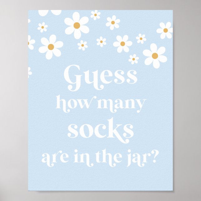 Daisy Baby Shower guess how many socks game Poster (Front)