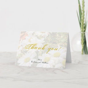 Daisy Background Yellow and grey Script Thank You Card
