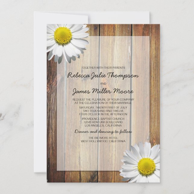 Daisy - Barn Wood - Wedding Invitations (Front)