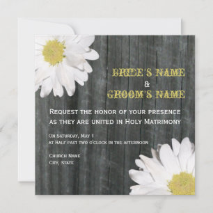 Daisy & Barnwood Wedding Invitation