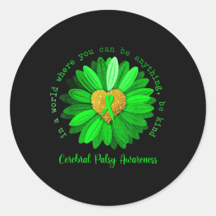 Daisy Be Kind Cerebral Palsy Awareness Green Ribbo Classic Round Sticker