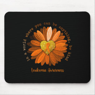 Daisy Be Kind Leukaemia Awareness Orange Ribbon Mouse Pad
