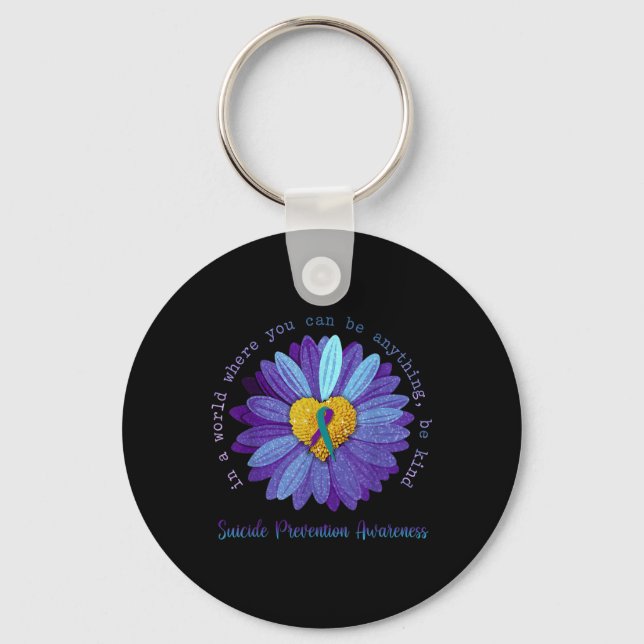 Daisy Be Kind Suicide Prevention Awareness Teal An Keychain (Front)