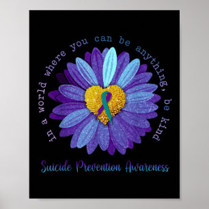 Daisy Be Kind Suicide Prevention Awareness Teal An Poster