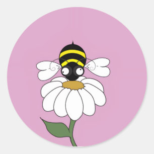 Daisy Bee Round Sticker