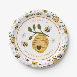 Daisy Beehive Bumblebee Bee Baby Shower Paper Plate