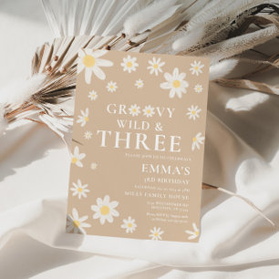 Daisy Beige Kids Birthday  Invitation