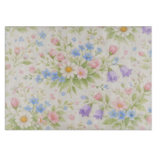 Daisy, Bellflower & Blue Blossom Botanical Cutting Board