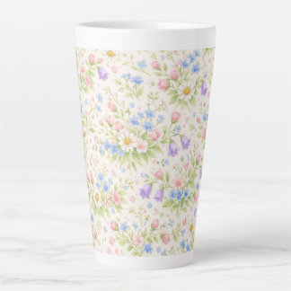 Daisy, Bellflower & Blue Blossom Botanical Latte Mug