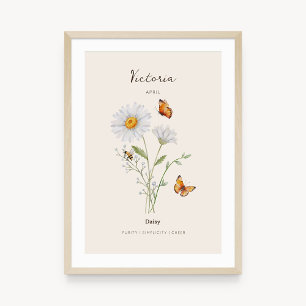 Daisy Birth Month Flower Poster