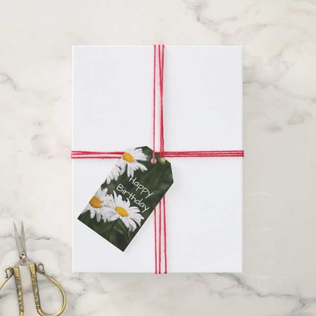 Daisy Birthday Gift Topper Tags (With Twine)