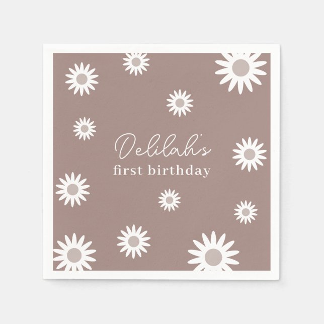 Daisy Birthday Invitation Napkin (Front)