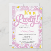 Daisy Birthday Invitation Pink Yellow Floral