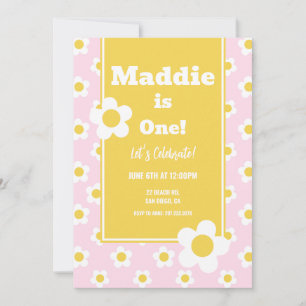 Daisy Birthday Party Bohemian One 1st Birthday Invitation