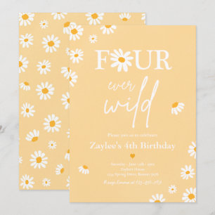 Daisy Birthday Party Bohmian Four Ever Wild Invitation