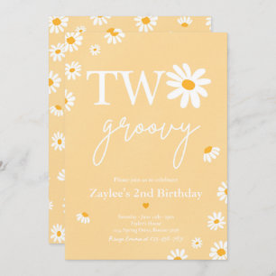 Daisy Birthday Party Bohmian Two Groovy Birthday Invitation