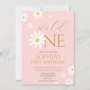 Daisy Birthday Party Bohmian Wild One 1st Birthday Invitation