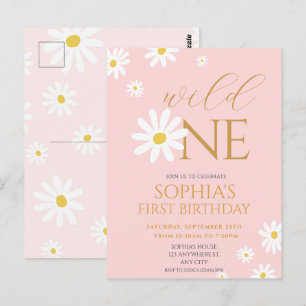 Daisy Birthday Party Bohmian Wild One 1st Birthday Postcard