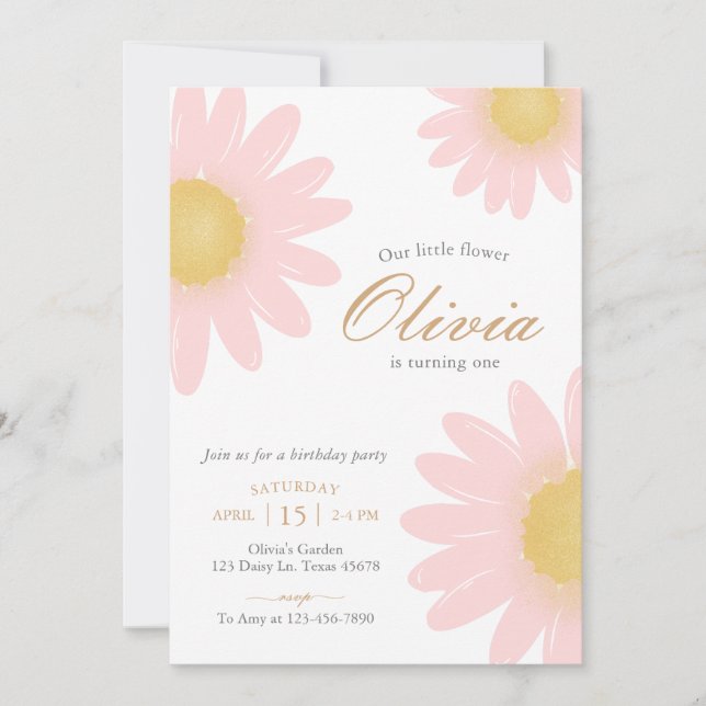 Daisy birthday party boho floral any age invitation (Front)