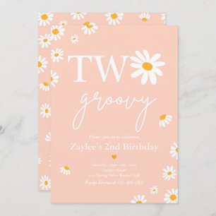 Daisy Birthday Party Boho Two Groovy 2nd Birthday Invitation