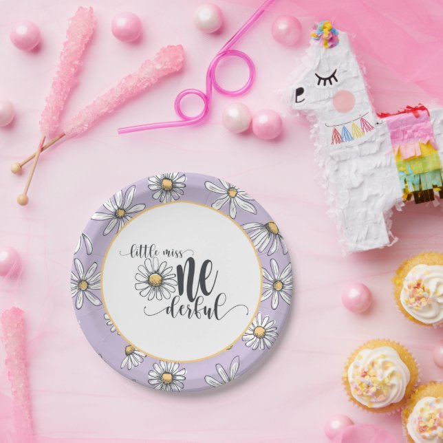 Daisy Birthday Plate - Little Miss ONEderful - Pur (Party)