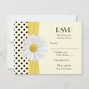 Daisy Black and Ivory Polka Dot Reply Card