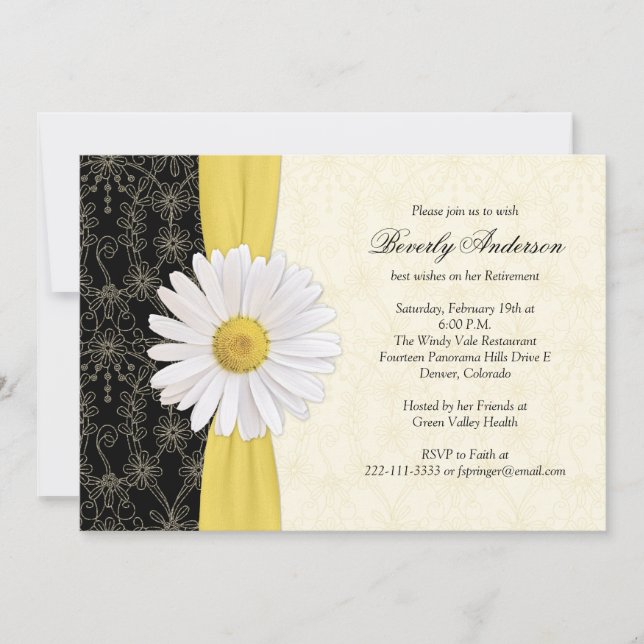 Daisy Black Jaune, Ivory Retraite Invitation (Devant)