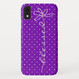 daisy blessed on purple with white polka dots iPhone XR case