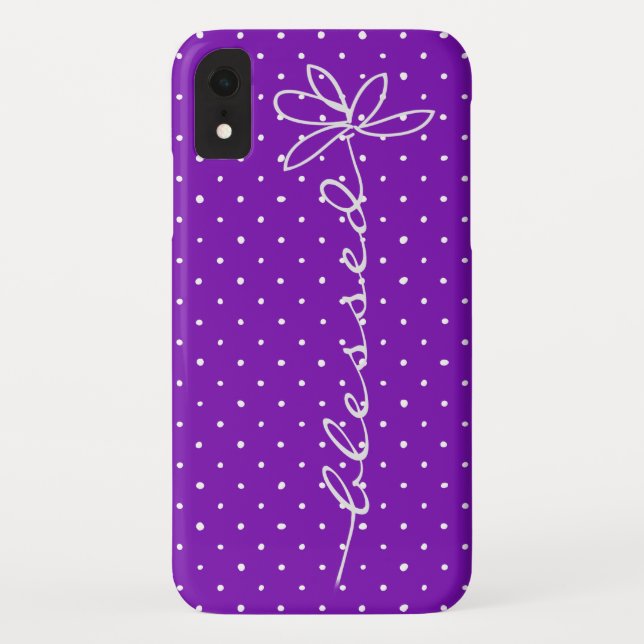 daisy blessed on purple with white polka dots Case-Mate iPhone case (Back)