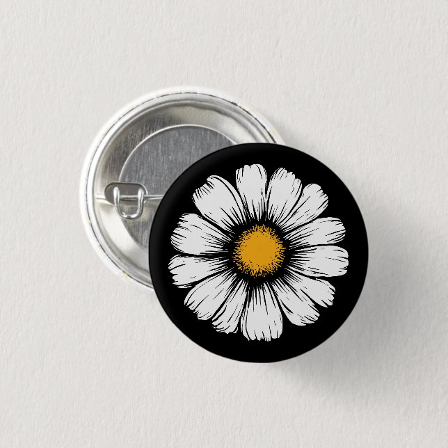 Daisy Bloom 1 Inch Round Button (Front & Back)