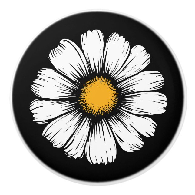 Daisy Bloom Ceramic Knob (Front)