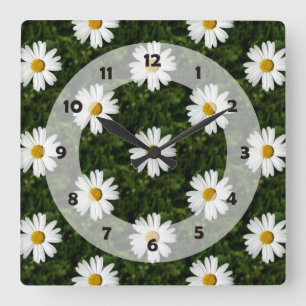 Daisy Bloom seamless pattern + your ideas Square Wall Clock