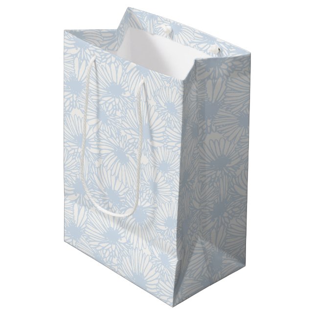 Daisy Blooms - Powder Blue Medium Gift Bag (Front Angled)
